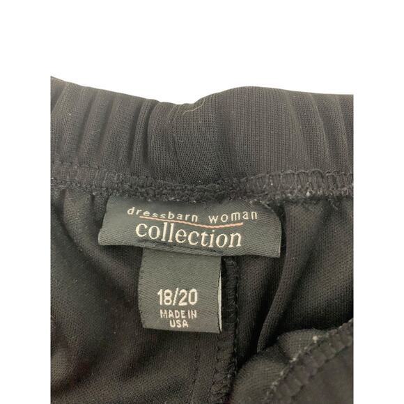 18/20 Dressbarn Woman Black Wide Leg Pull On Pants Sheer Overlay - Picture 6 of 7